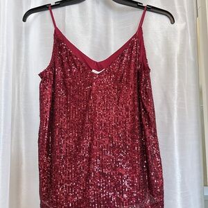 Calvin Klein Women’s Sequin Camisole (brand new, cranberry, XS)